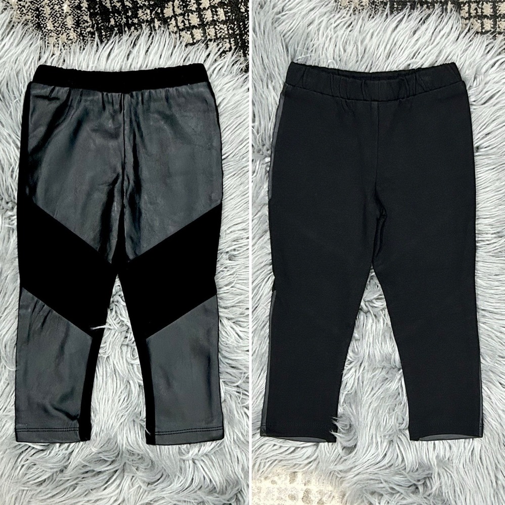 Kinderkind Black Faux Leather‎ Pull On Leggings Girls Size 2T NWOT